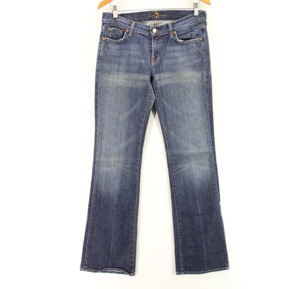 7 Of All Mankind Bootcut Jeans Womens Casual Blue Medium Washed Cotton Size 30 - Picture 1 of 9